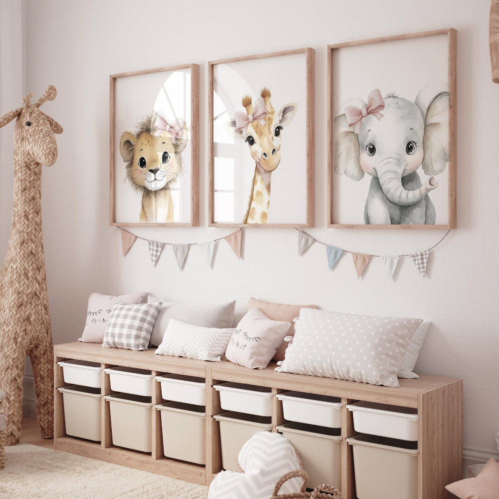 Baby Nursery Pink - Baby Girl Nursery Wall Art Set