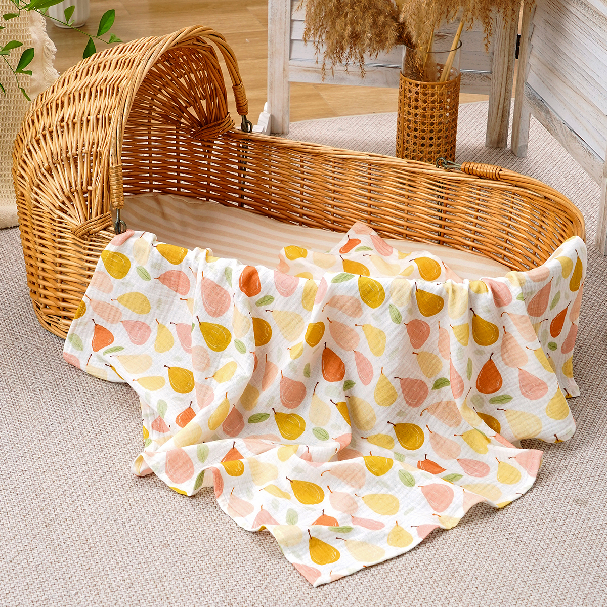 Swaddle Blanket Muslin - 100%Cotton Crepe Blanket Newborn Muslin Swaddle