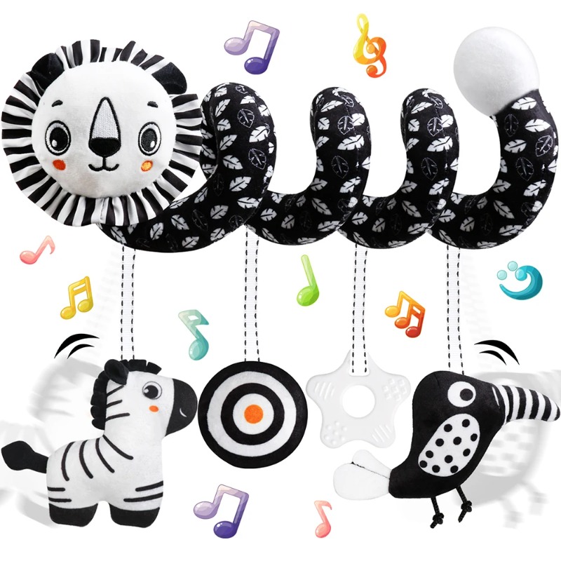 Crib Mobile Musical - Baby Carseat Toy Black & White