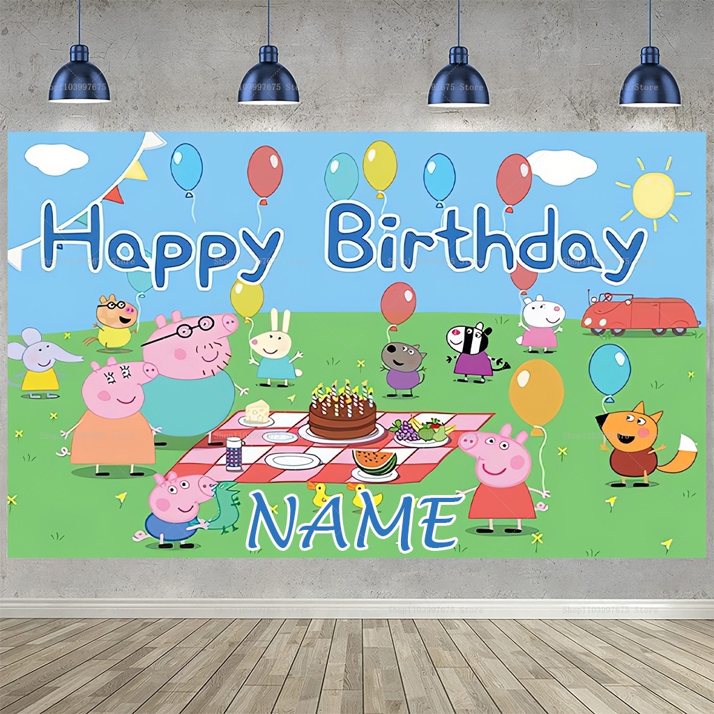 Baby Food Processor - Custom Name Cartoon Peppa Pig Backdrops