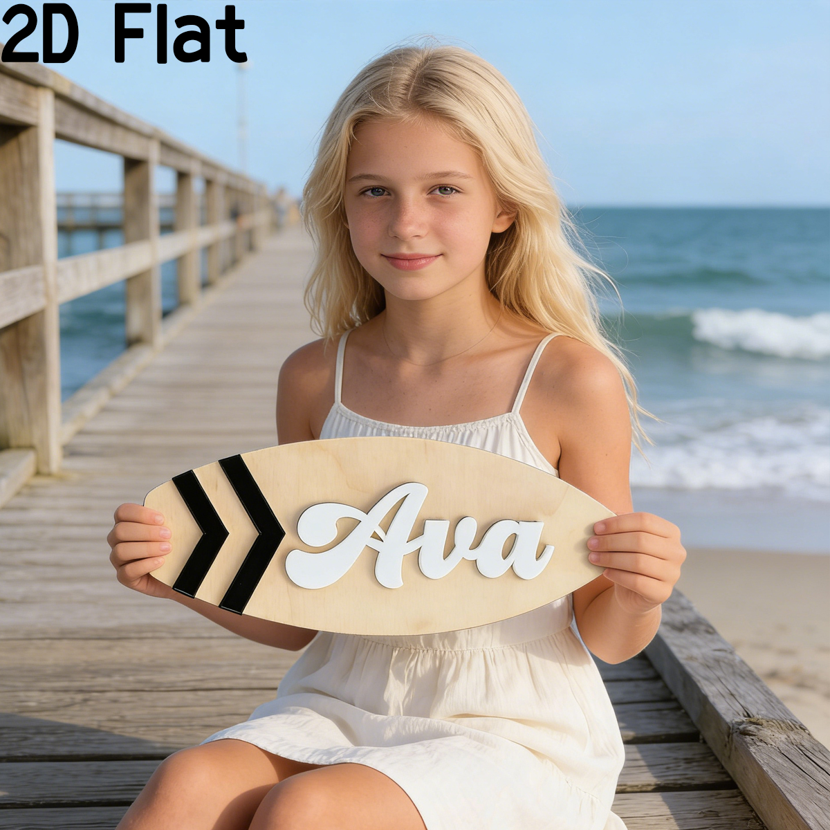 Baby Nursery Wall Decor - 1Pc Custom Surfboard Wooden Acrylic Name
