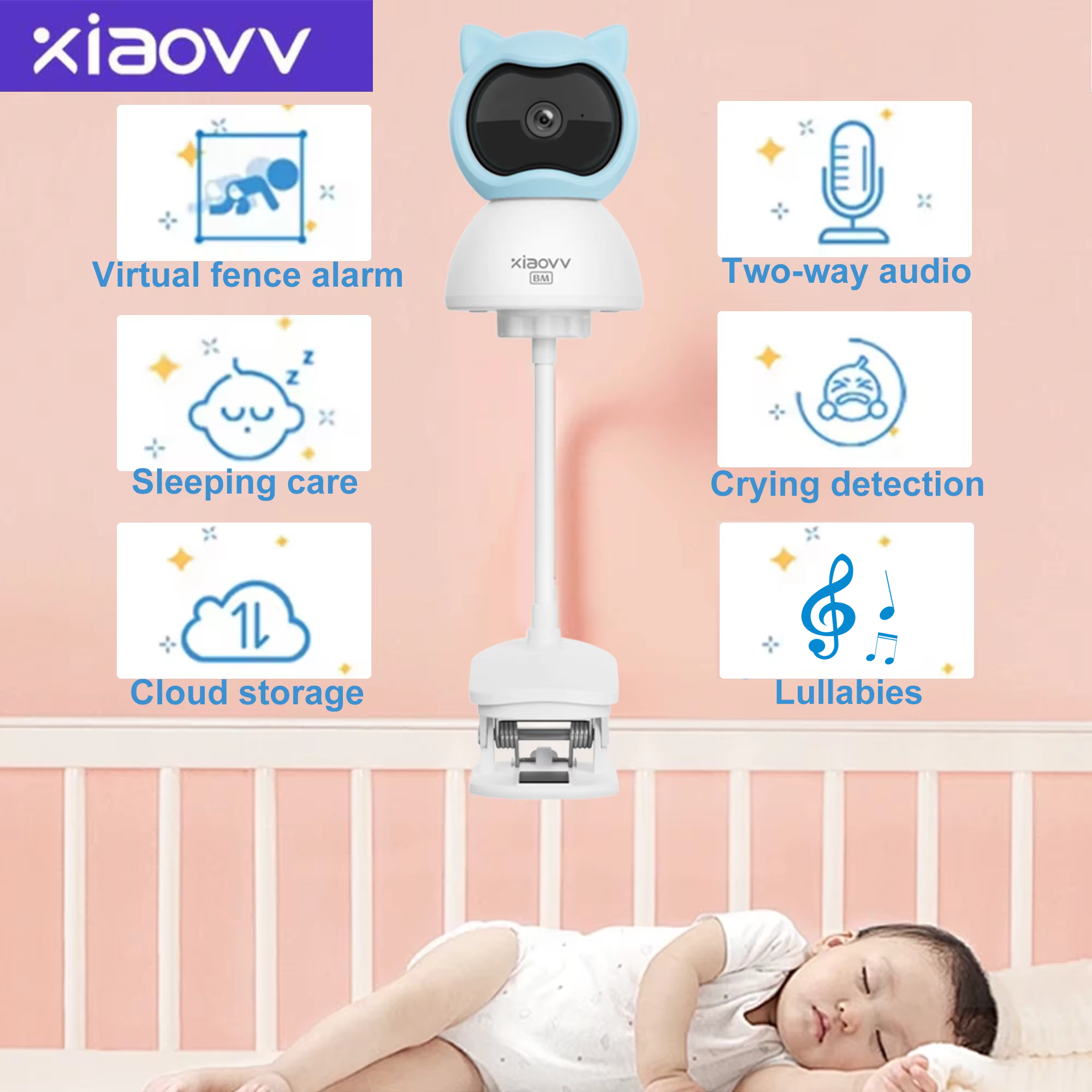 Baby Nursery Camera - 4MP WiFi xiaovv indoor Baby Monitor