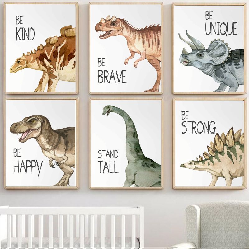 Baby Nursery Ideas - Watercolor Dinosaur Poster Nursery Boy's Room