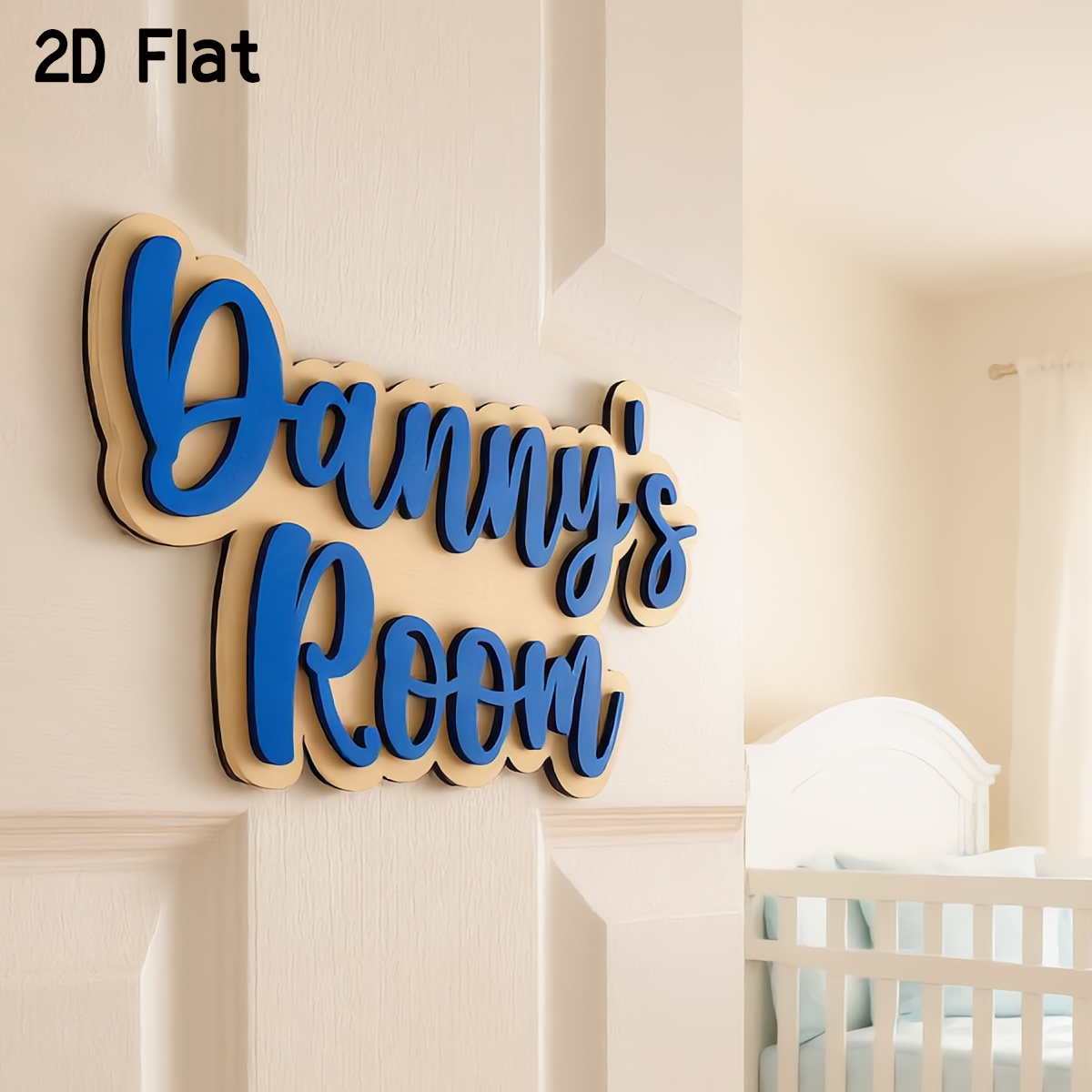 Baby Nursery Wall Decor - 1Pc Cutom Blue Wooden Acrylic Door