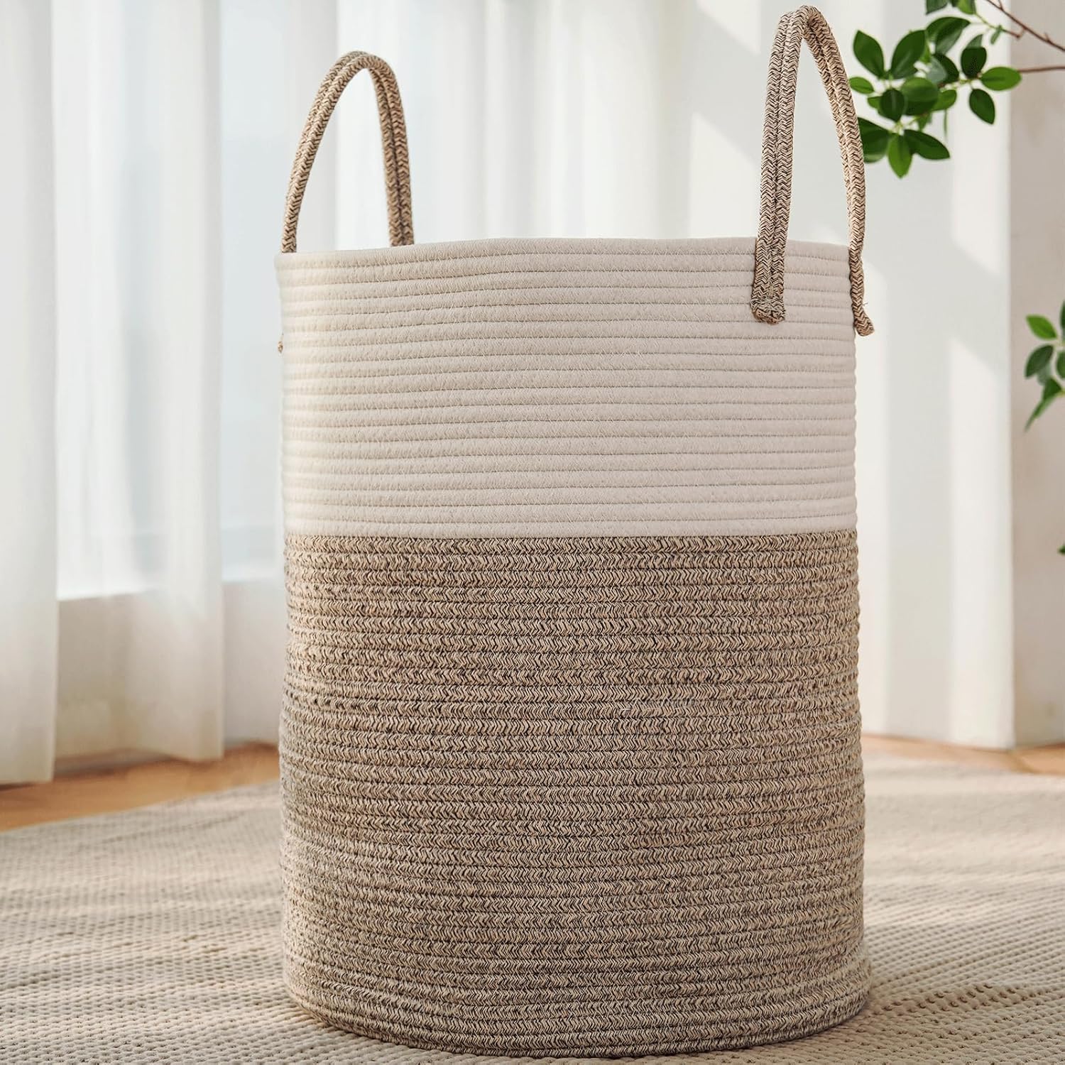 Baby Nursery Hamper - Large 60L Cotton Rope Woven Laundry