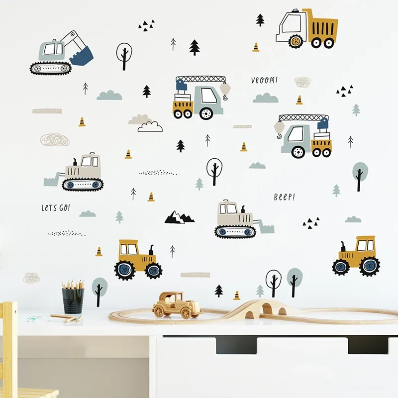Baby Nursery Ideas - Hand Drawn Cute Cars Cargo Truck