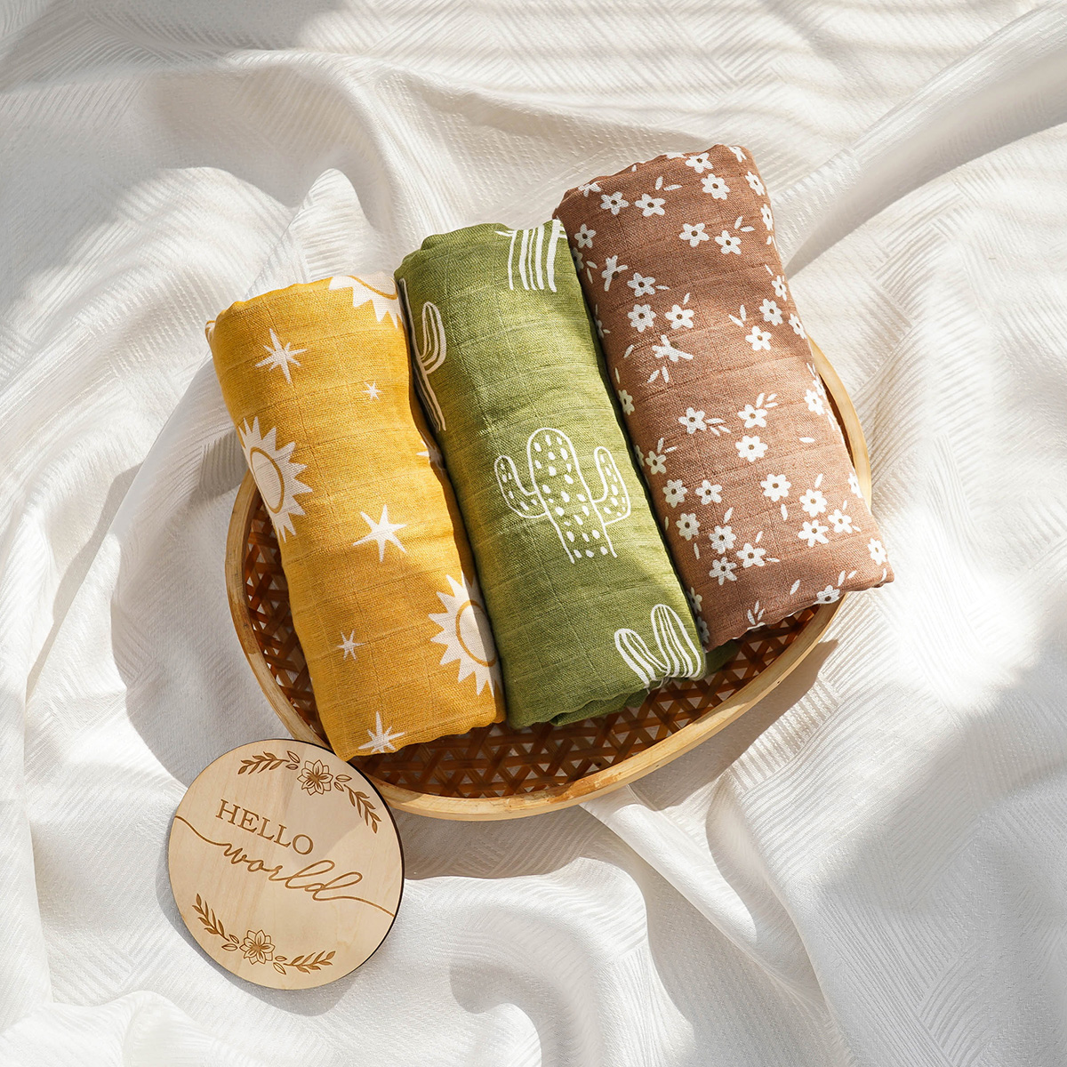 Swaddle Blanket Muslin - HappyFlute 120x110cm Muslin Bamboo Cotton Baby