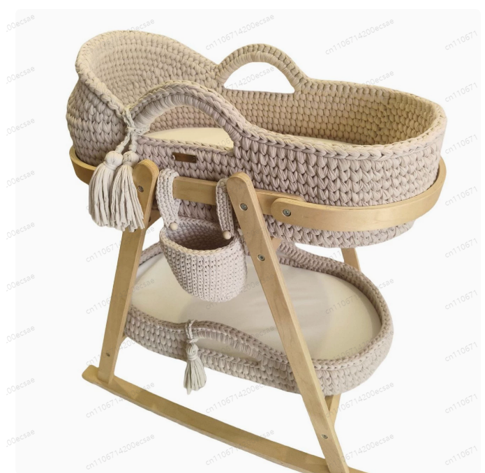 Baby Nursery Hamper - 2025 Baby Cradle Handwoven Beige Crochet