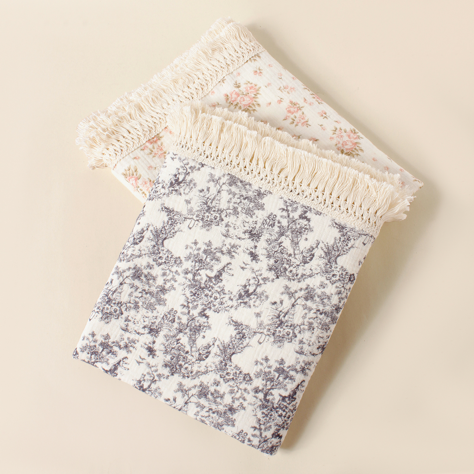 Swaddle Blanket Muslin - Newborn Baby Cotton Tassel Prints Blanket
