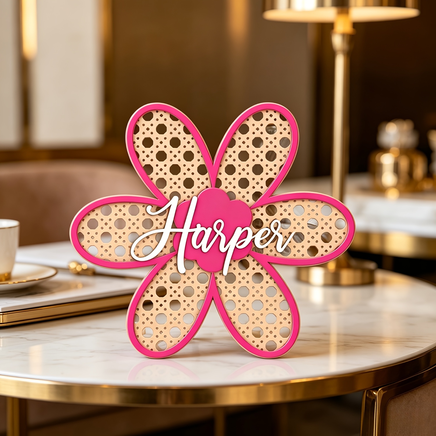 Personalized Boho Rattan Flowe - Baby Nursery Pink recensione e prezzo