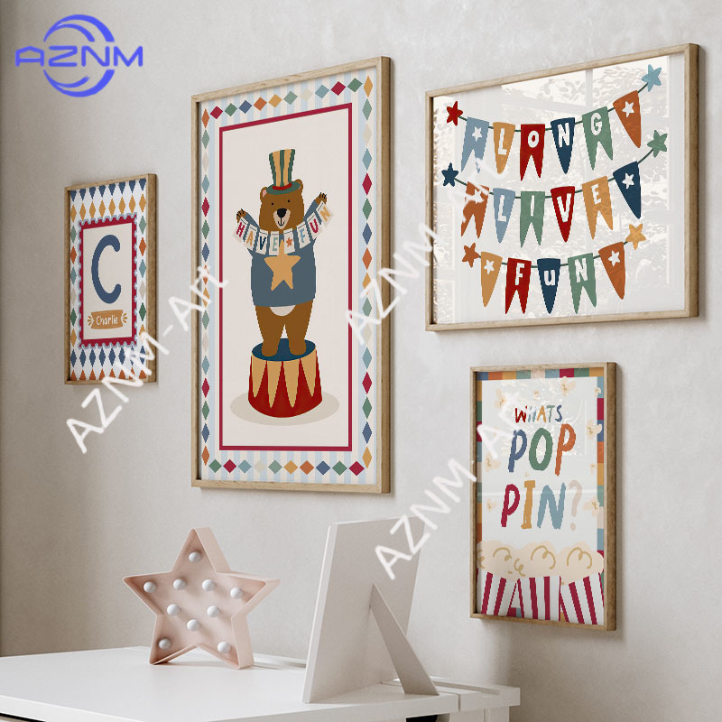 Circus Bear Magician Dog Quote - Baby Nursery Quotes Wall Art recensione e prezzo