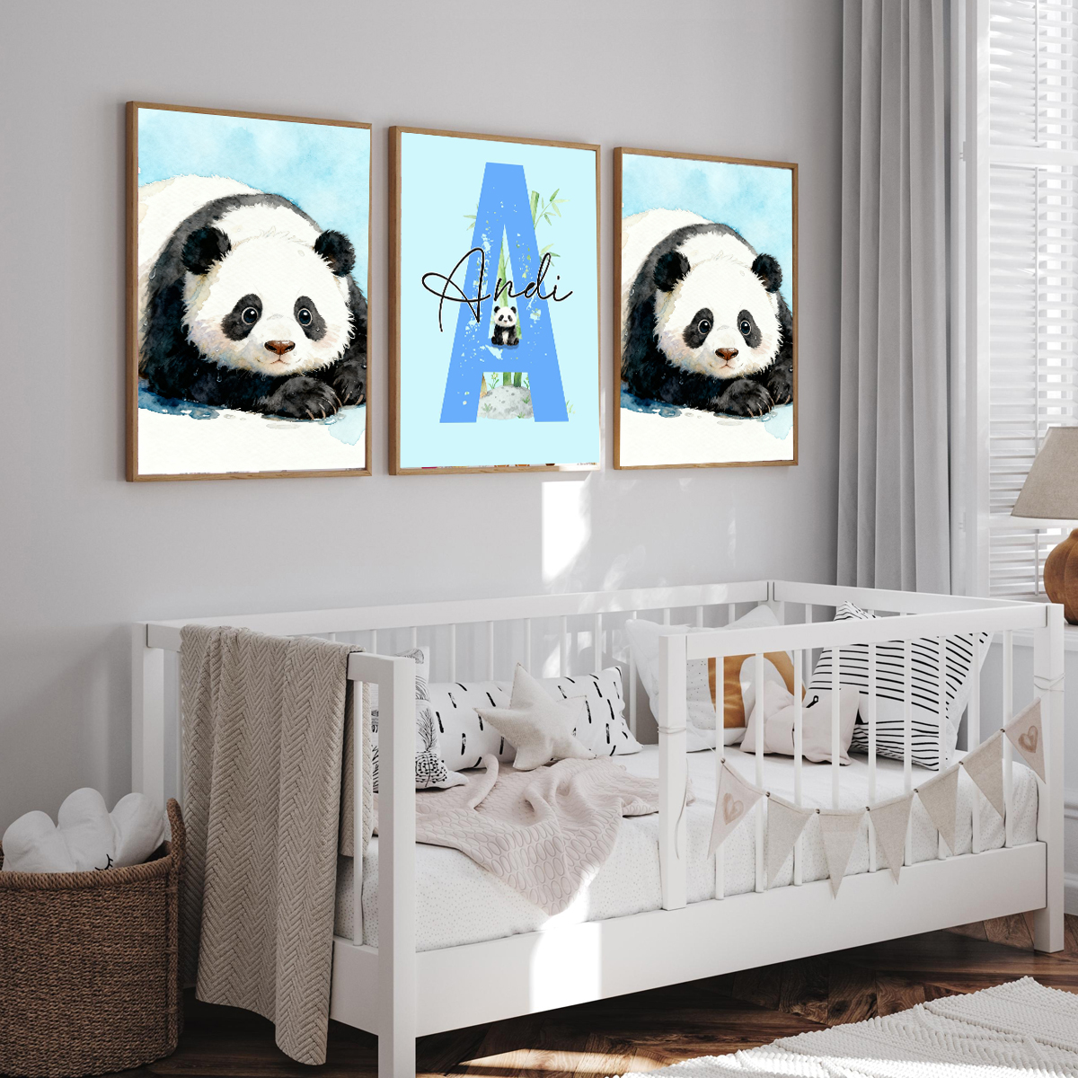 3pcs Personalized Panda Nurser - Baby Nursery Wall Decor recensione e prezzo