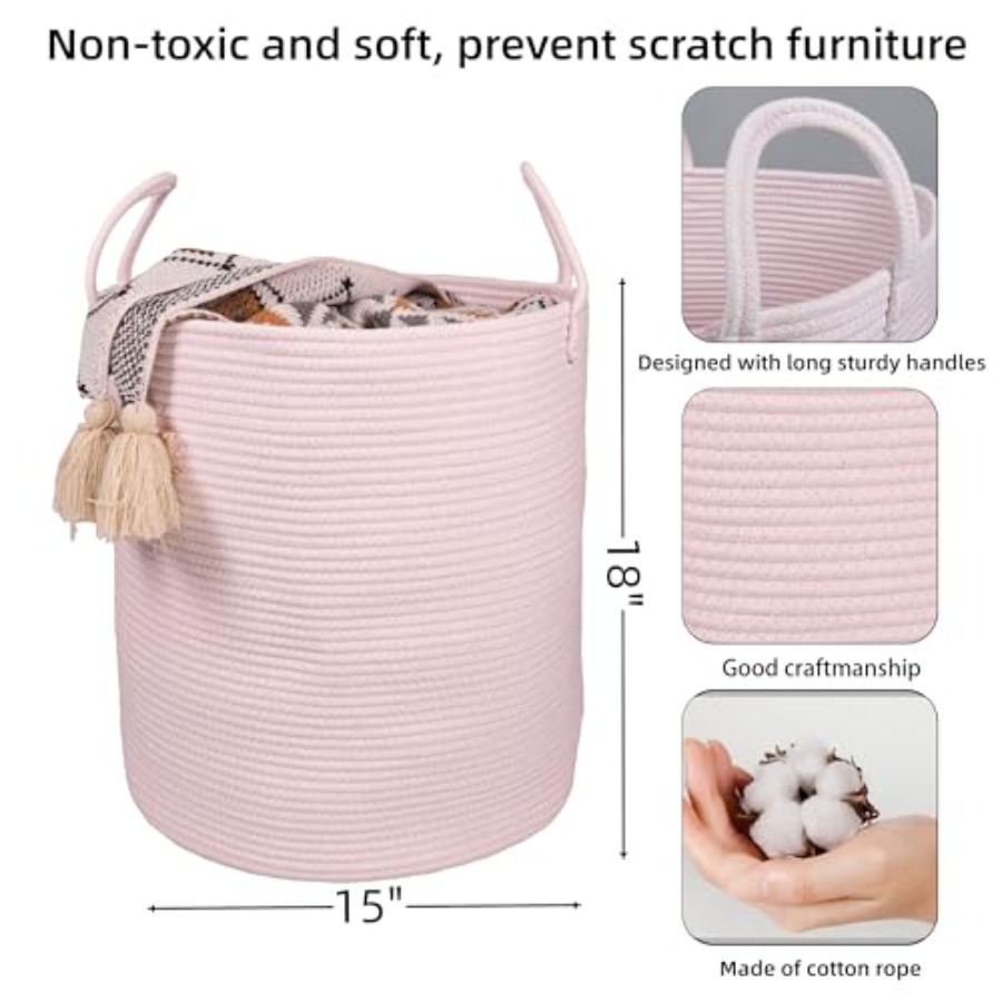 Cotton Rope Laundry Basket Ham - Baby Nursery Laundry Hamper recensione e prezzo