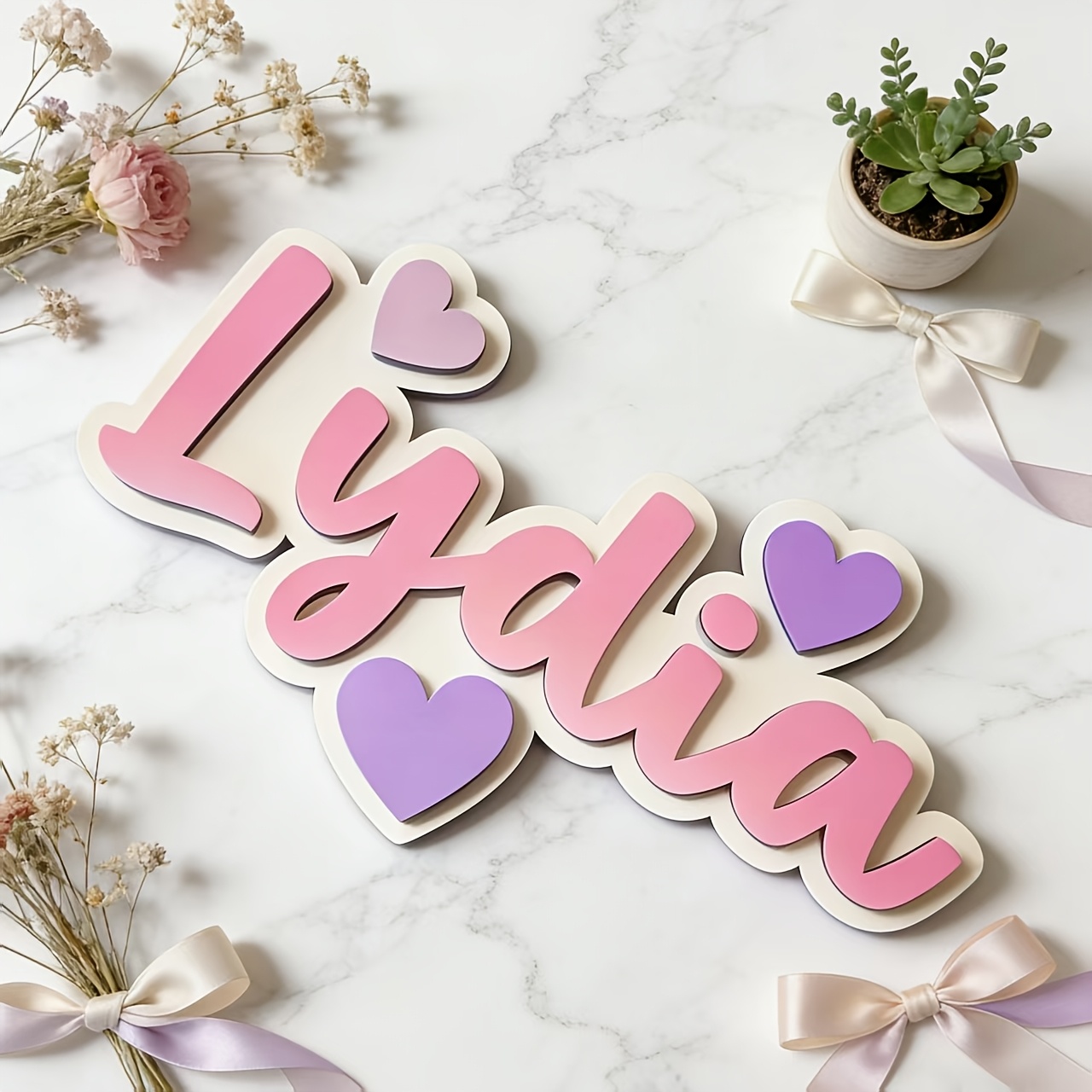 Personalized Gradient Heart Na - Baby Nursery Pink recensione e prezzo