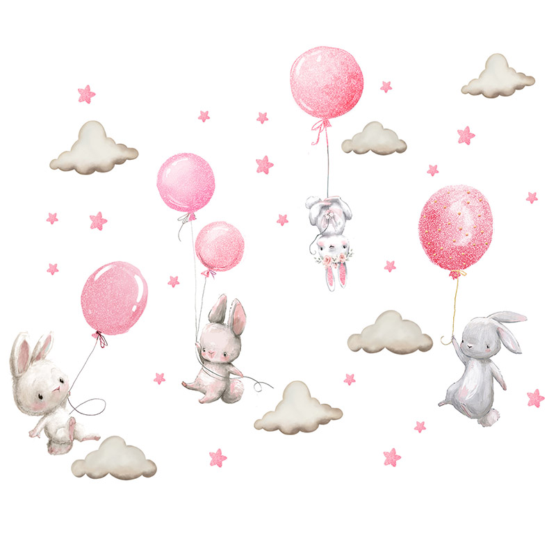 Watercolor Pink Balloon Bunny  - Baby Nursery Pink recensione e prezzo