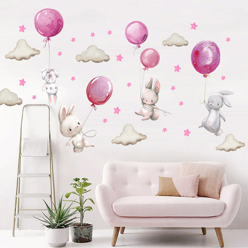 Watercolor Pink Balloon Bunny  - Baby Nursery Pink recensione e prezzo