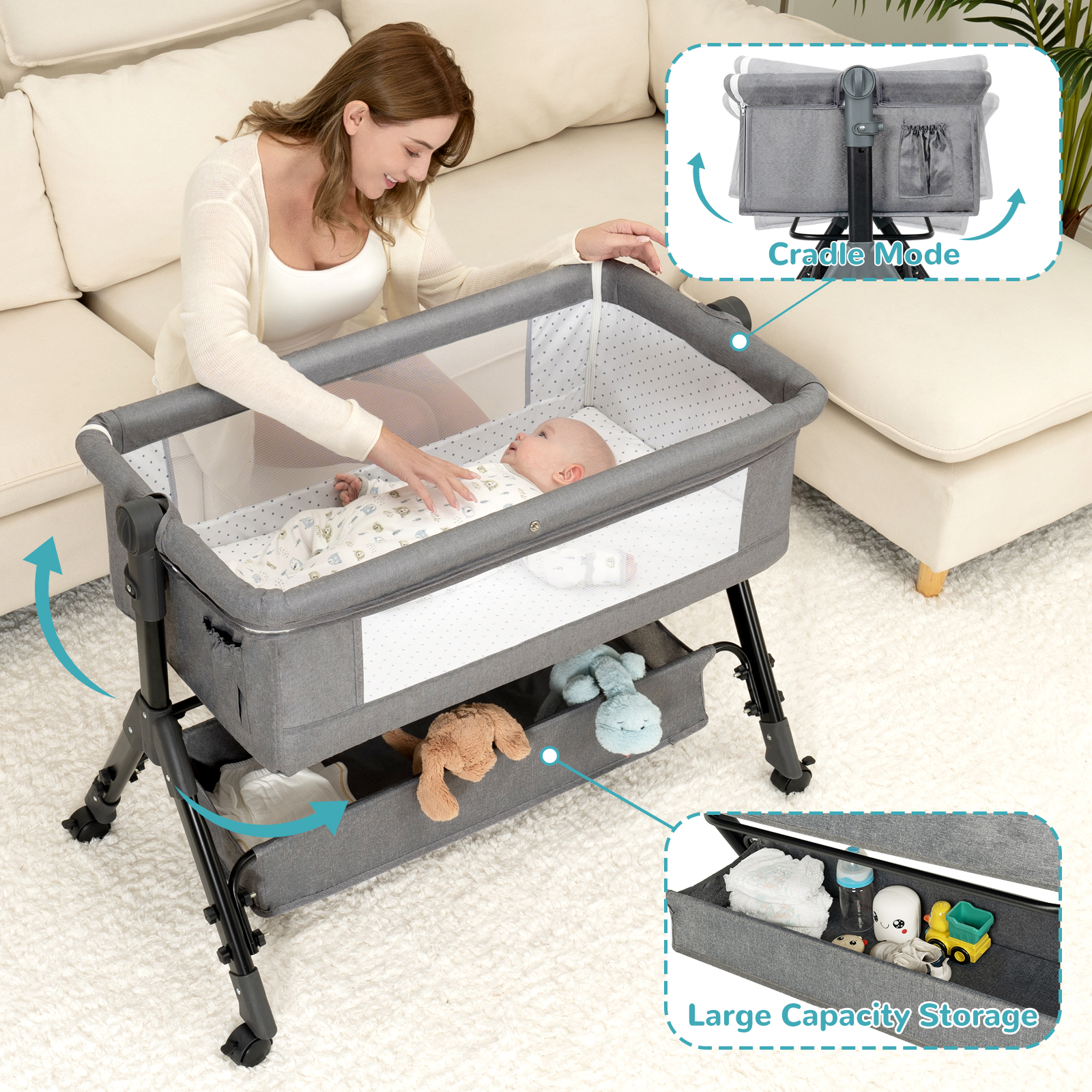 3 in 1 Baby Bassinet Bedside S - Baby Nursery Hamper recensione e prezzo