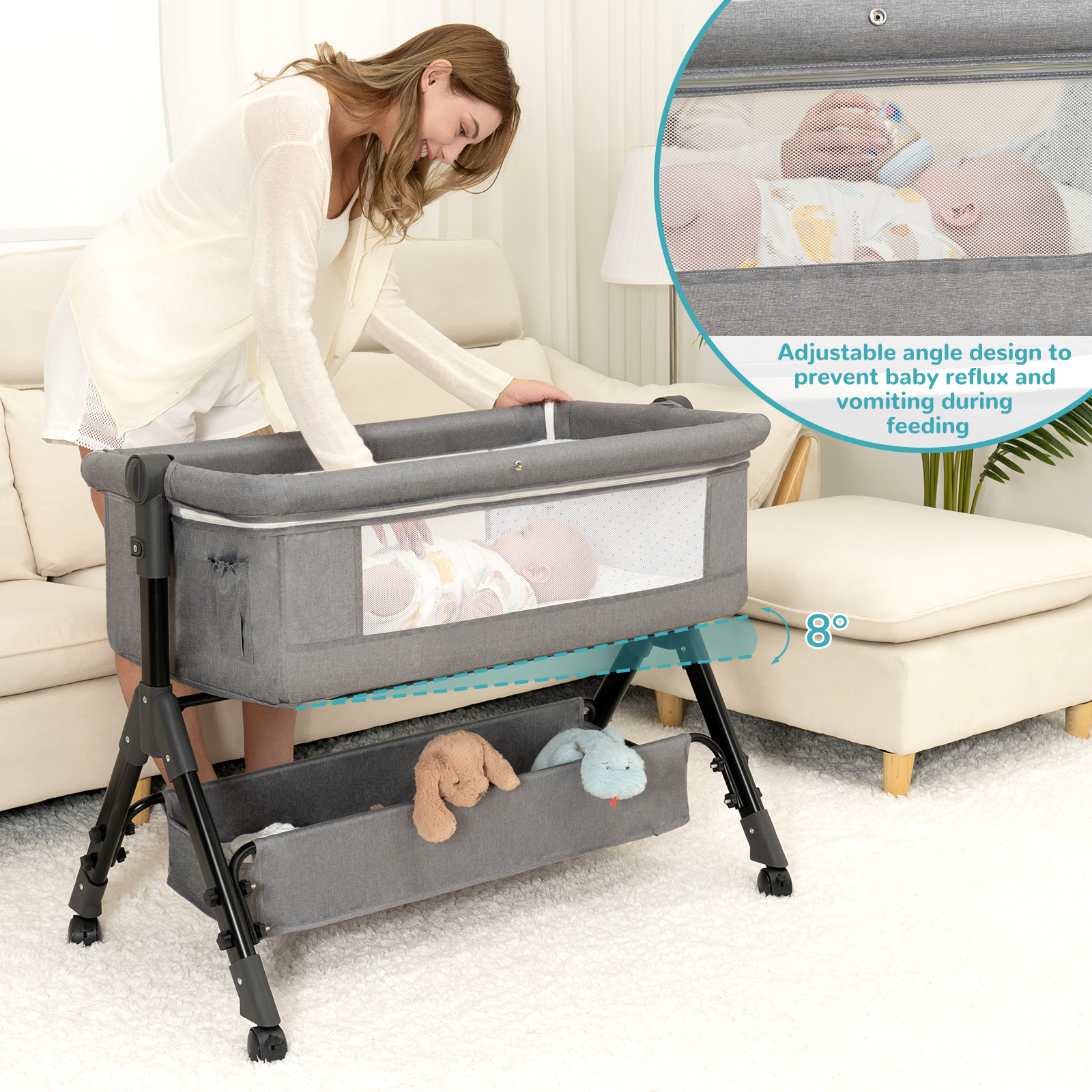 3 in 1 Baby Bassinet Bedside S - Baby Nursery Hamper recensione e prezzo