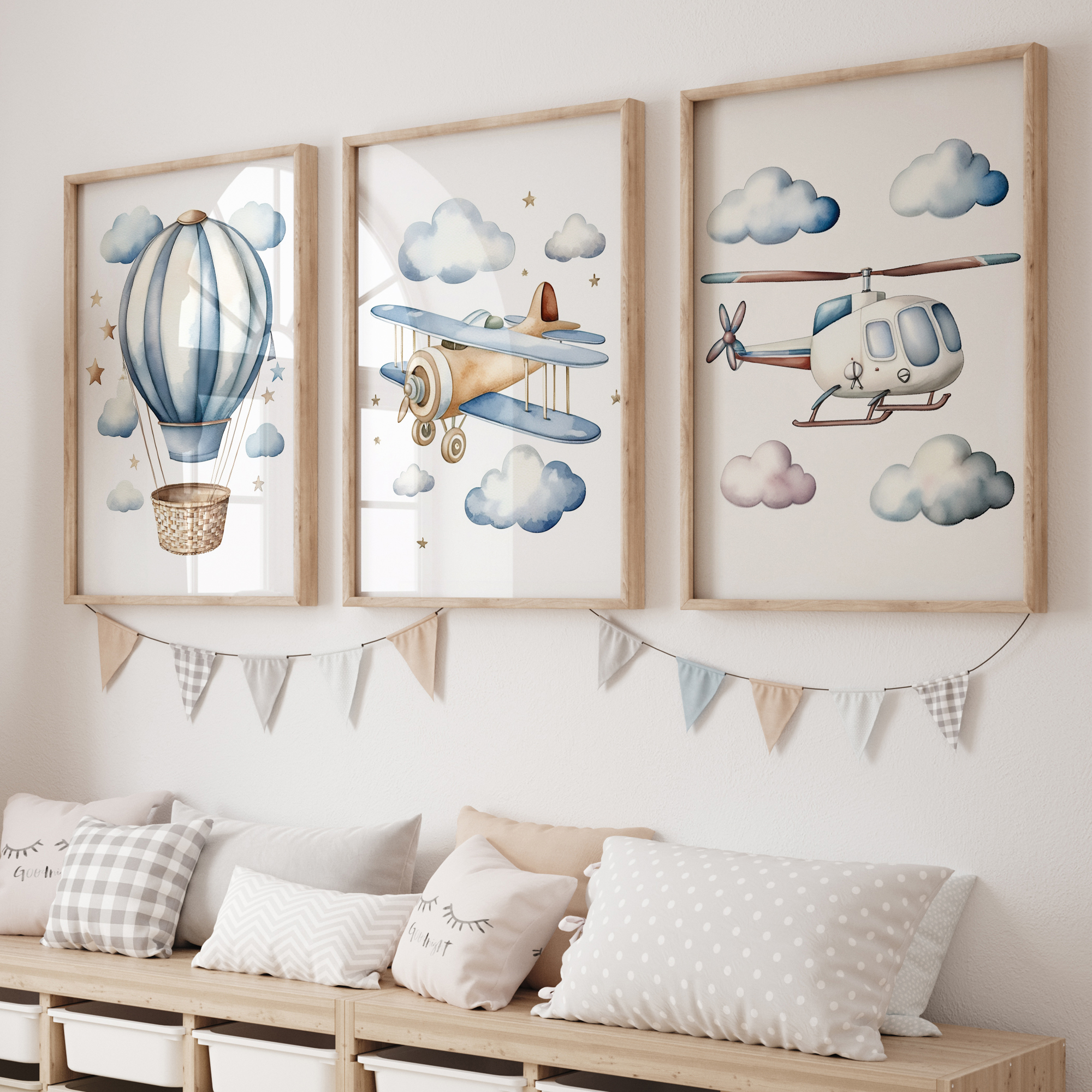 Cartoon Children Airplane Heli - Baby Nursery Wall Decor recensione e prezzo
