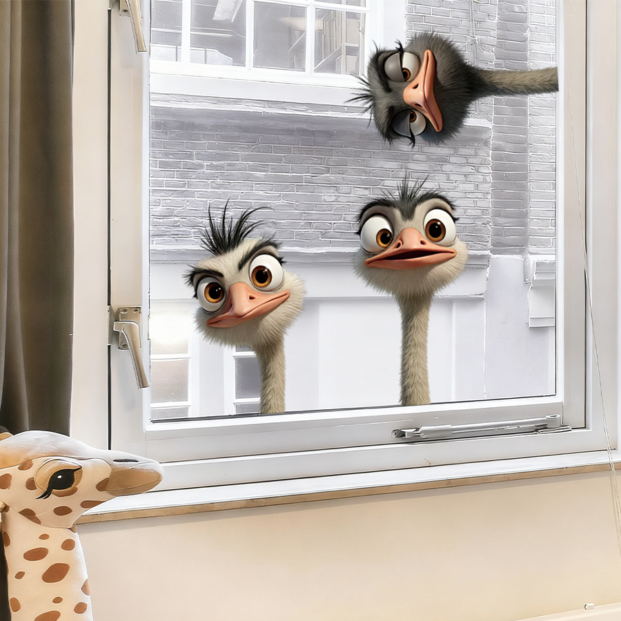 3Pcs Cartoon Ostrich Window De - Baby Nursery Wall Decor recensione e prezzo