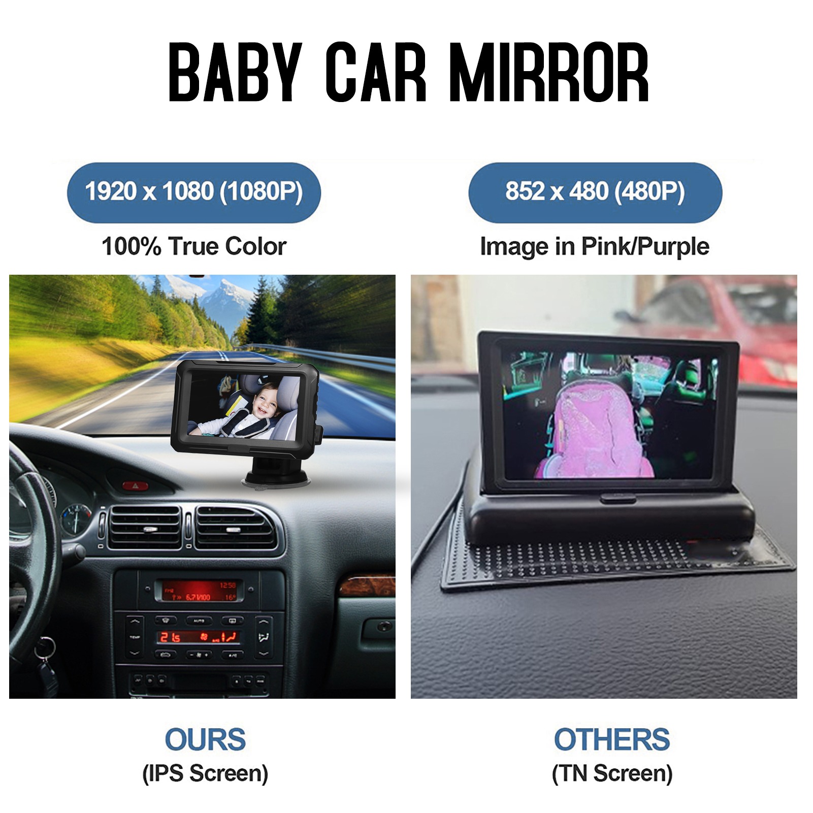 1080P Baby Car Mirror with 4.3 - Baby Nursery Camera recensione e prezzo