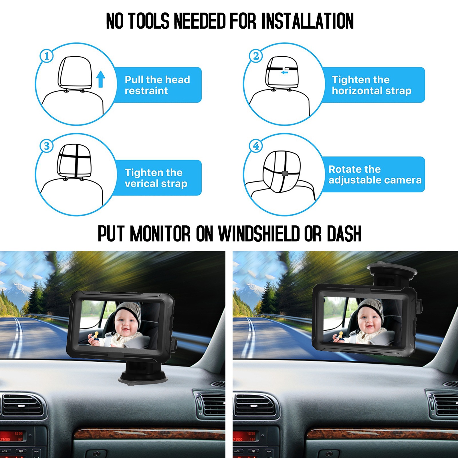 1080P Baby Car Mirror with 4.3 - Baby Nursery Camera recensione e prezzo