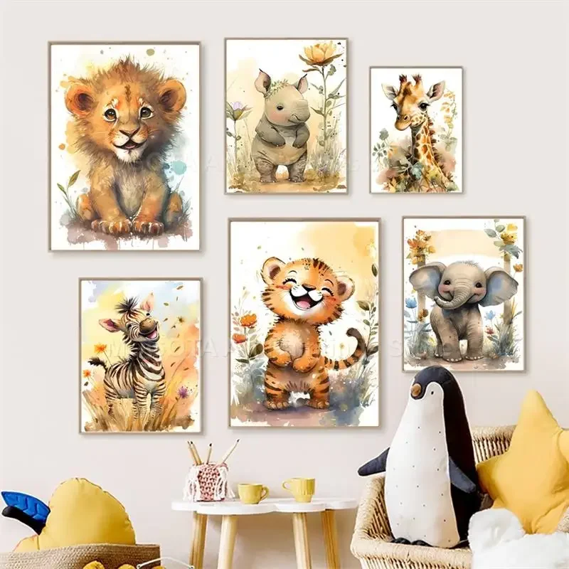 Watercolor Lion Giraffe Tiger  - Baby Nursery Ideas recensione e prezzo