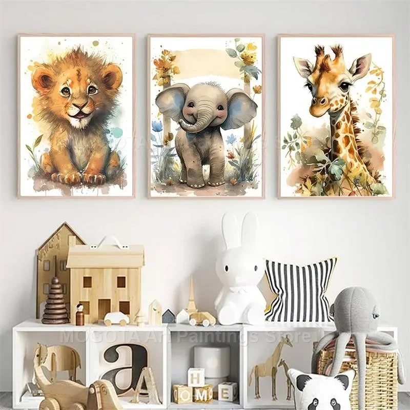 Watercolor Lion Giraffe Tiger  - Baby Nursery Ideas recensione e prezzo
