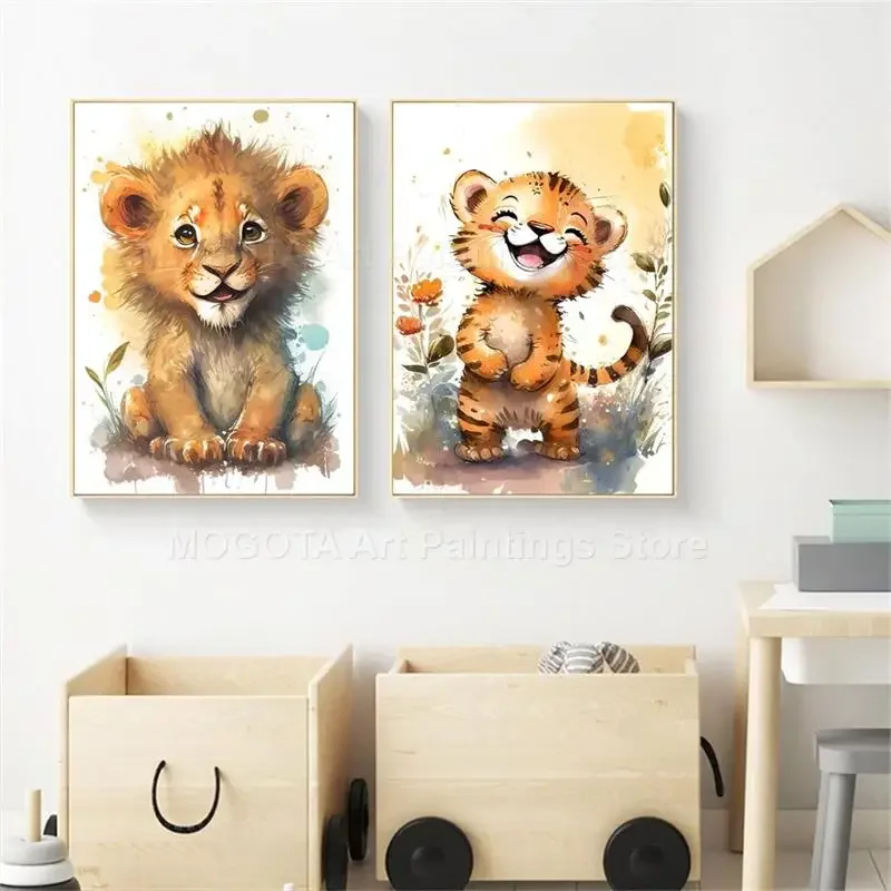 Watercolor Lion Giraffe Tiger  - Baby Nursery Ideas recensione e prezzo