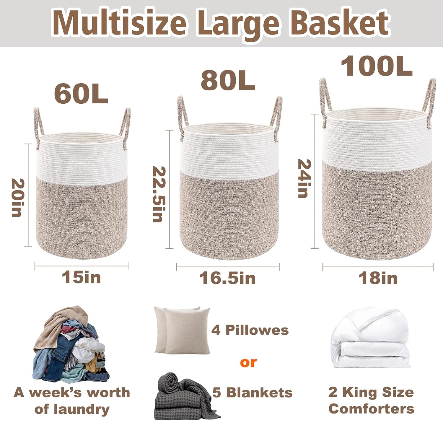 Large 60L Cotton Rope Woven La - Baby Nursery Hamper recensione e prezzo
