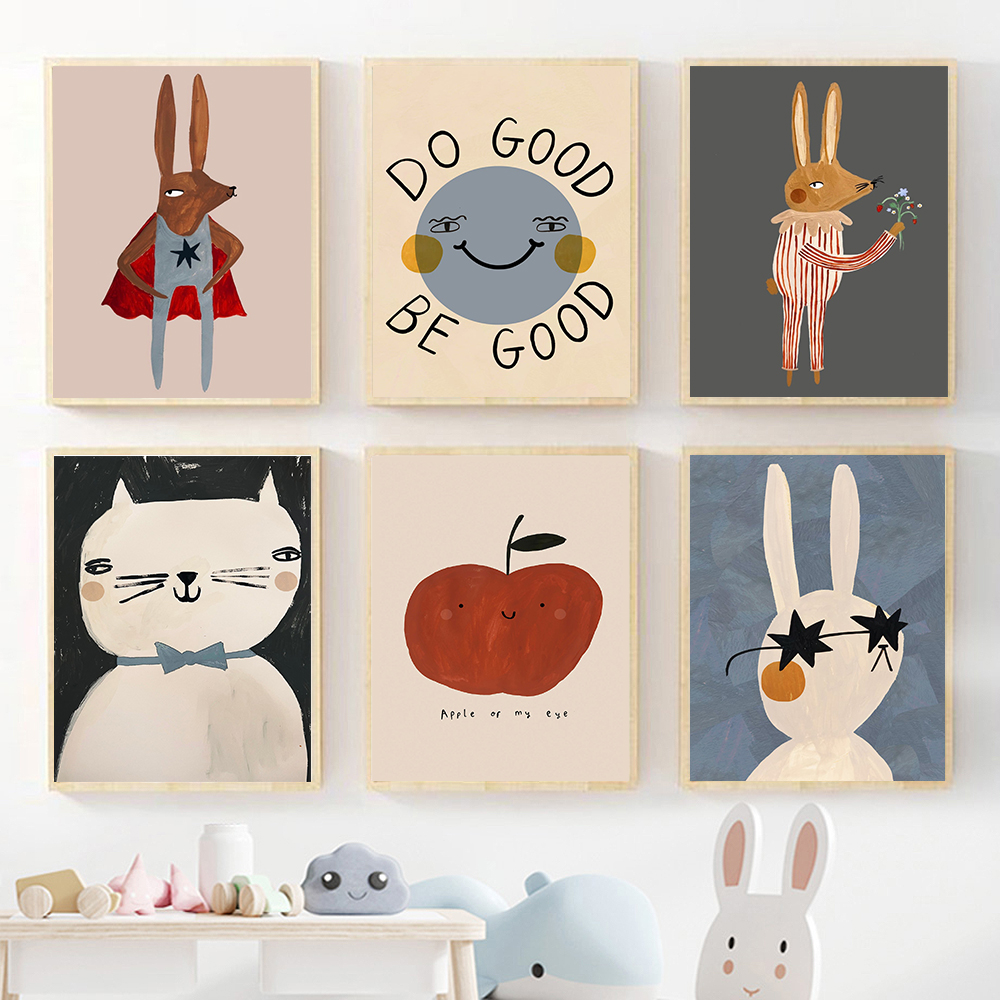 Funny Cartoon Rabbit Bear Anim - Baby Nursery Quotes Wall Art recensione e prezzo