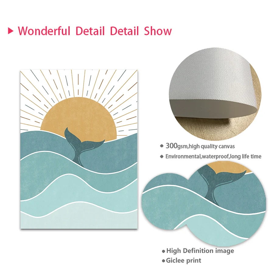 1pc frameless Fish Whale Seagu - Baby Nursery Quotes Wall Art recensione e prezzo