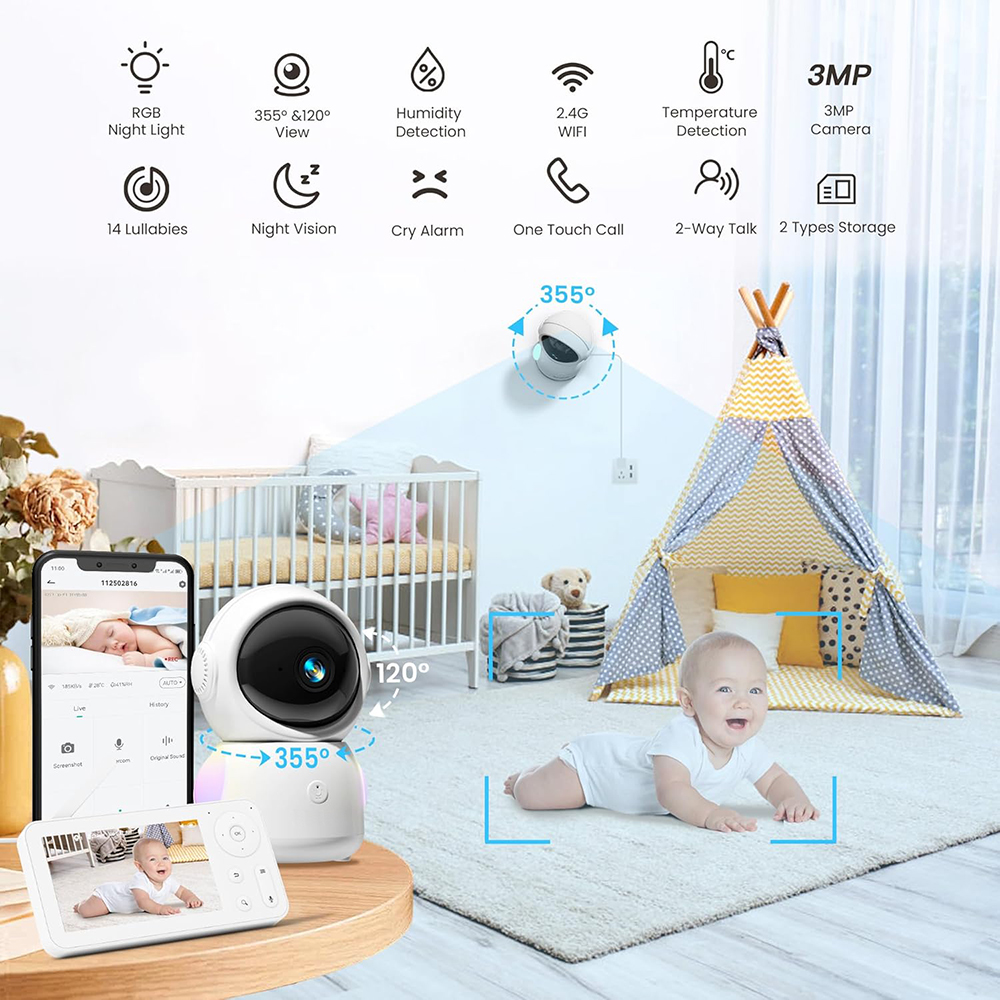 2K Baby Monitor with 2 Cameras - Baby Nursery Camera recensione e prezzo