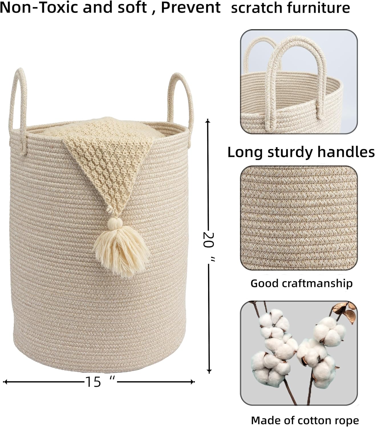 Woven Cotton Rope Laundry bask - Baby Nursery Laundry Hamper recensione e prezzo