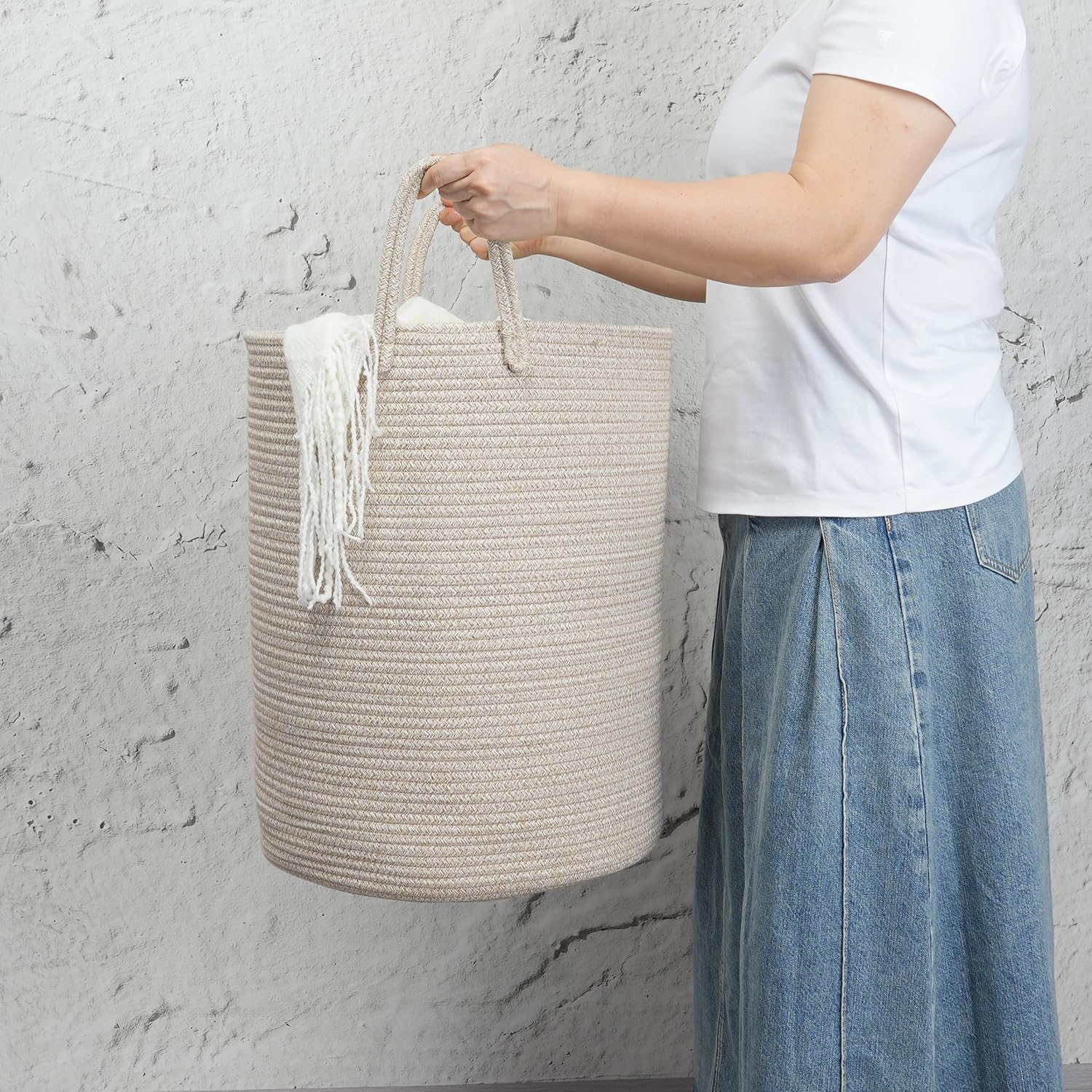 Woven Cotton Rope Laundry bask - Baby Nursery Laundry Hamper recensione e prezzo