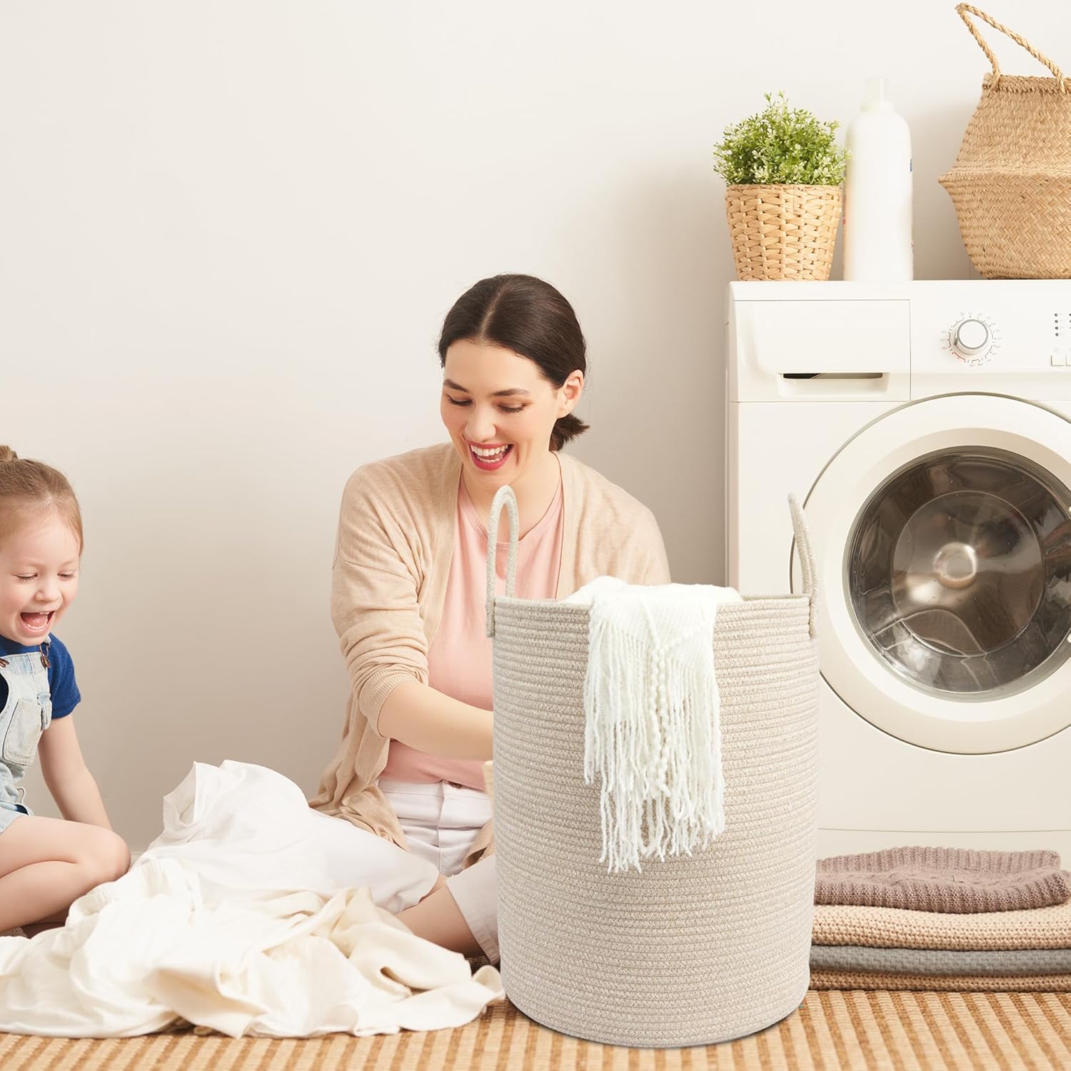 Woven Cotton Rope Laundry bask - Baby Nursery Laundry Hamper recensione e prezzo